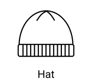 Black and white icon of hat