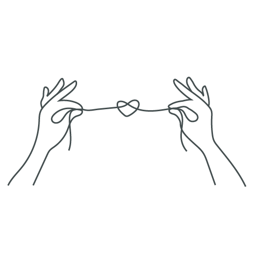 Two hands holding thread shaped into a heart, representing co-creation and shared purpose
