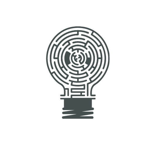 Maze in the shape of a lightbulb, symbolising innovation and creative problem solving