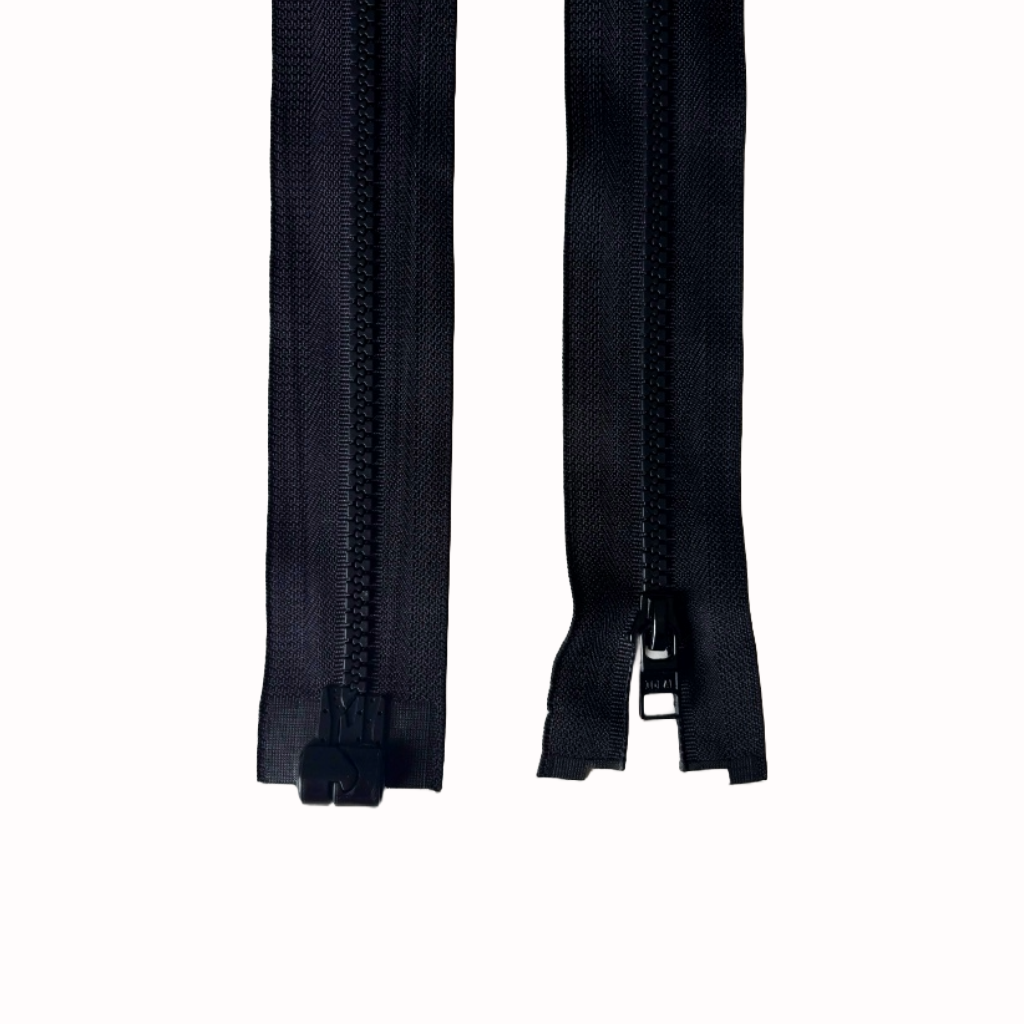 Black magnetic zipper on a white background