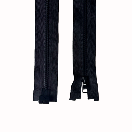 Black magnetic zipper on a white background